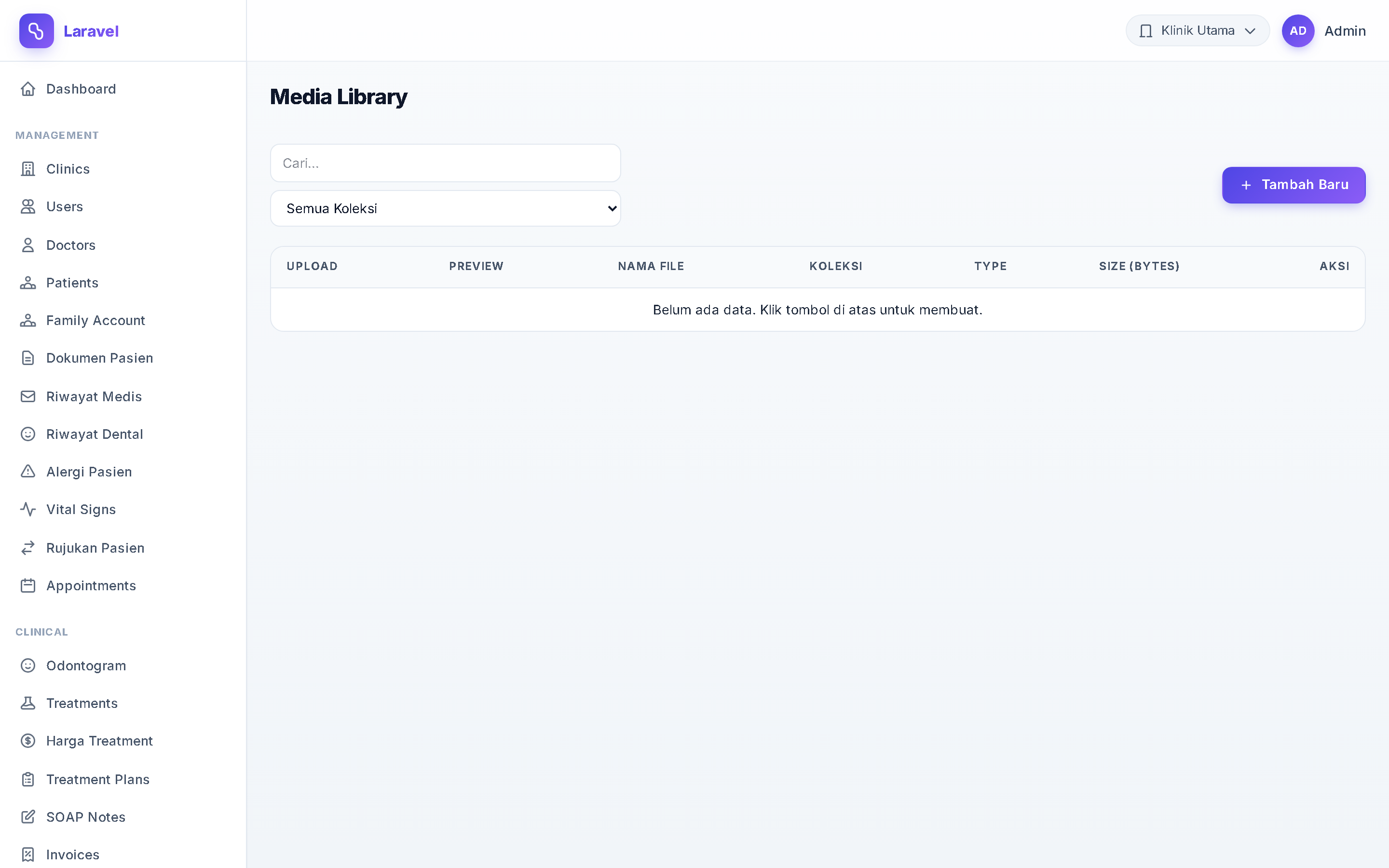 Screenshot Media Library