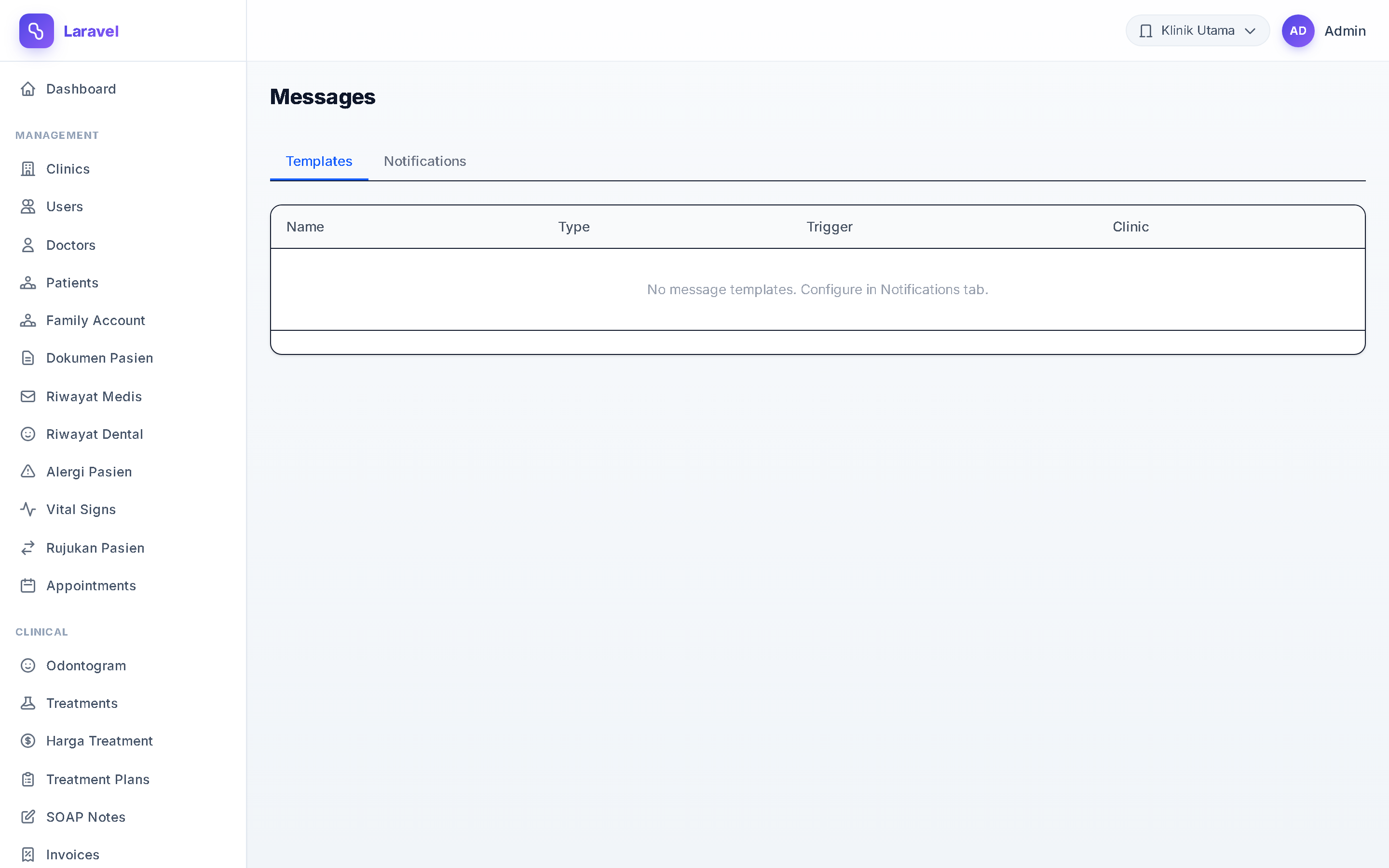 Screenshot Message Templates & Inbox