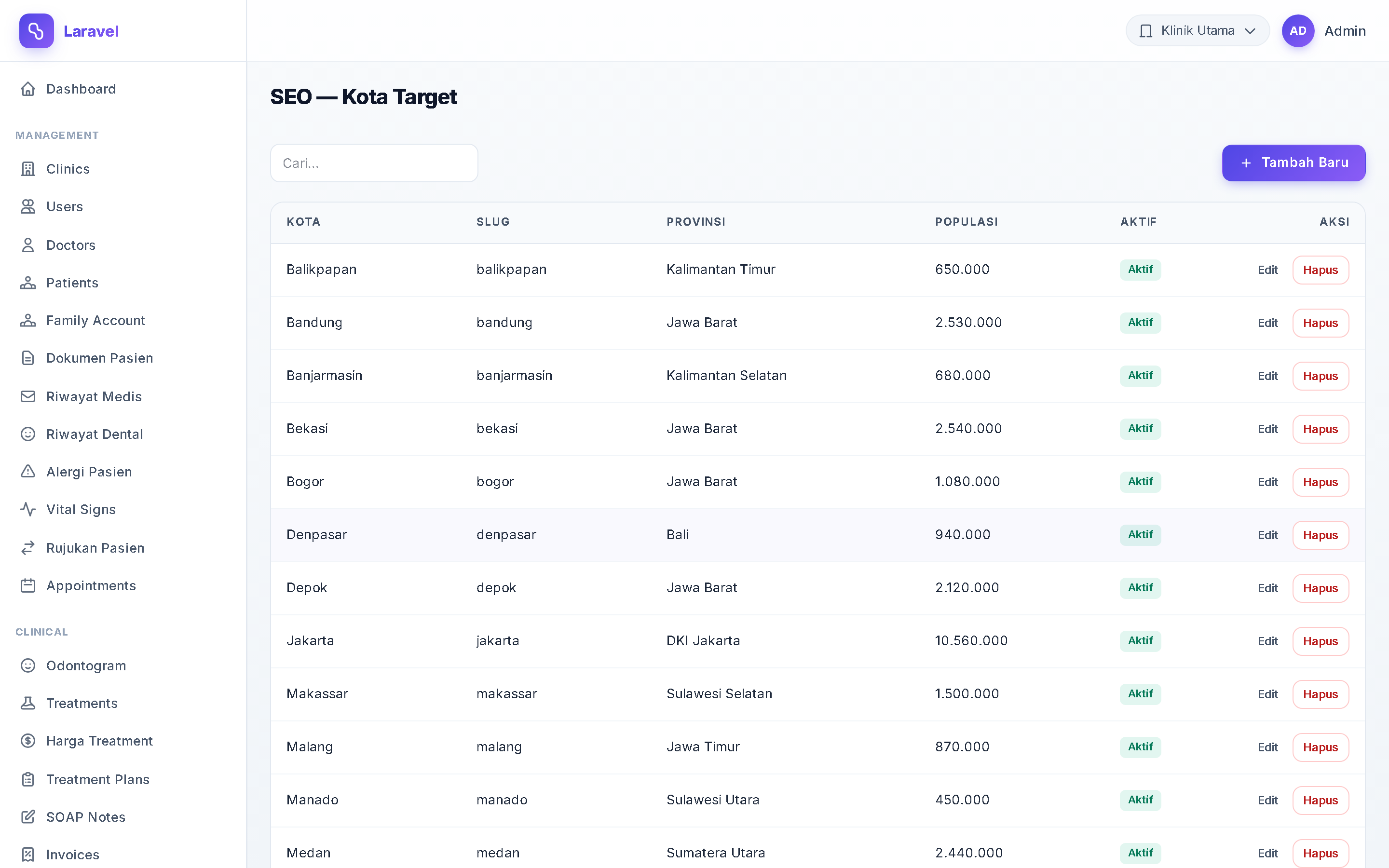 Screenshot SEO — Kota Target