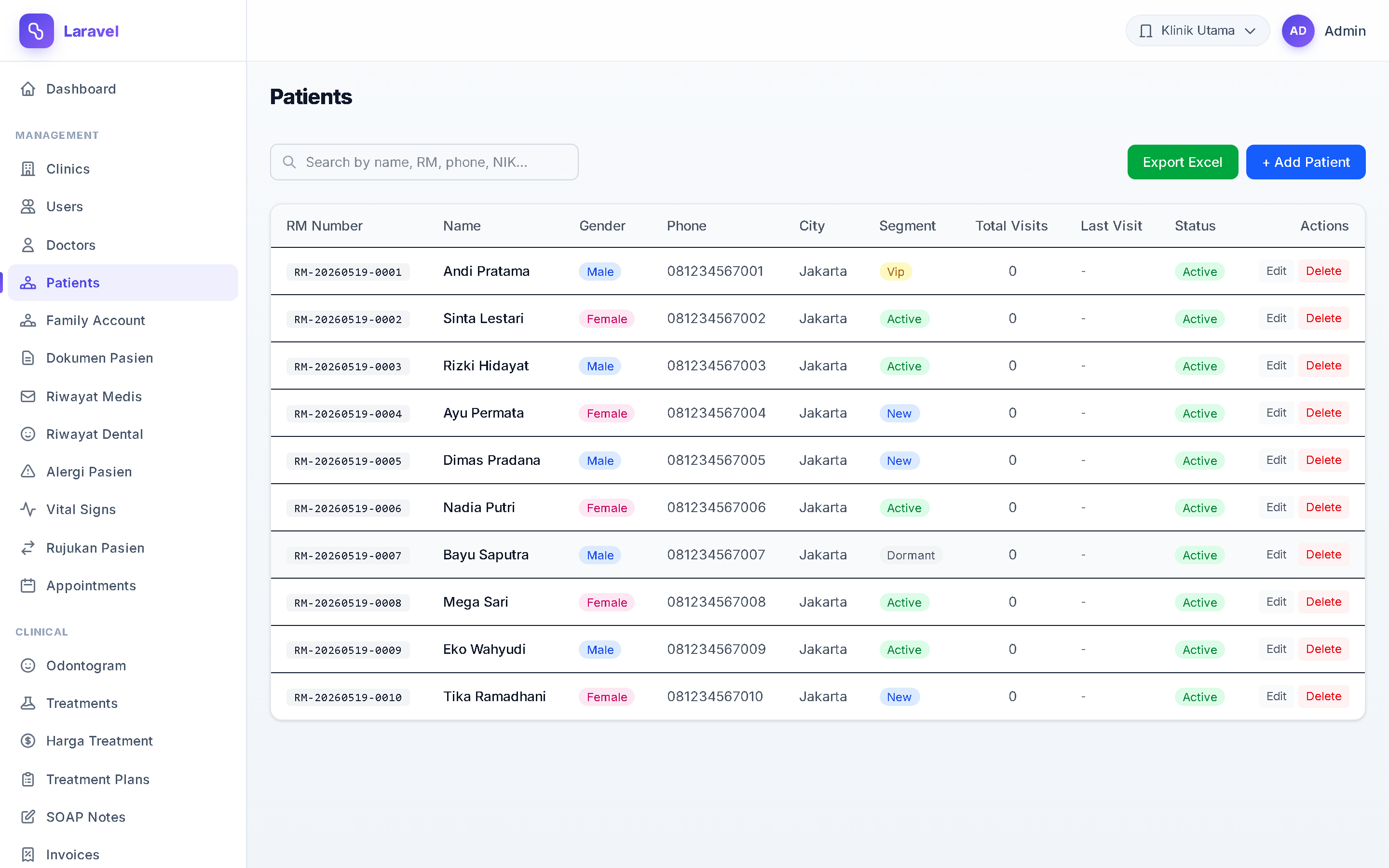 Screenshot CRM Pasien Lengkap